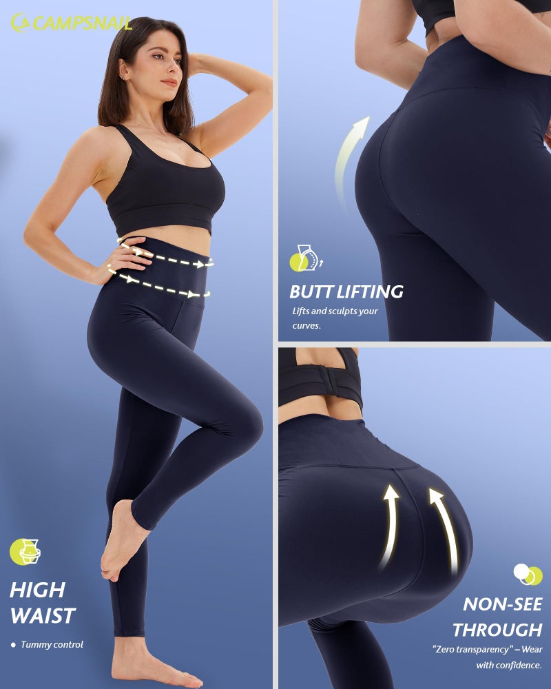 CAMPSNAIL 4 Pack Leggings for Women - High Waisted Tummy Control Yoga Pants for Workout Gym Black Leggings Plus Size Dance - Image 4